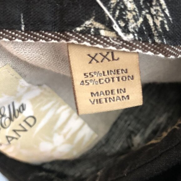 Tasso Elba Island Men's Button Up Tropical Shirt XXL Black Linen Blend Vacation - Picture 4 of 8